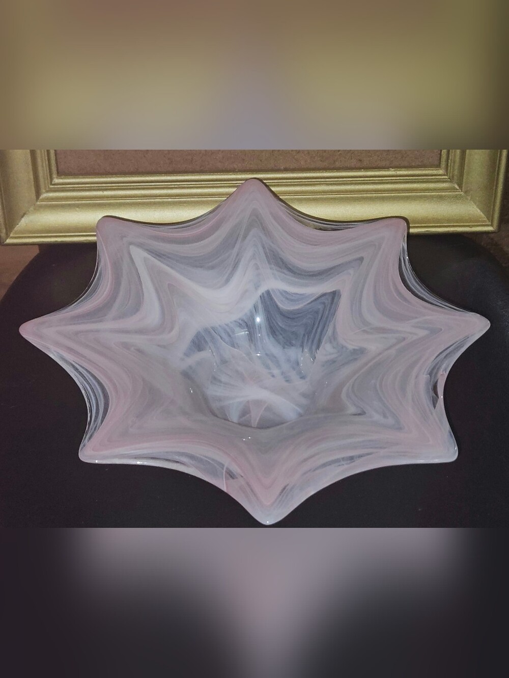 Artisan Pink Swirl Glass Star Bowl